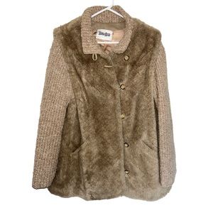 Vintage Lifestyle 80s design x Neiman Marcus Tan fur Retro Jacket Size 16